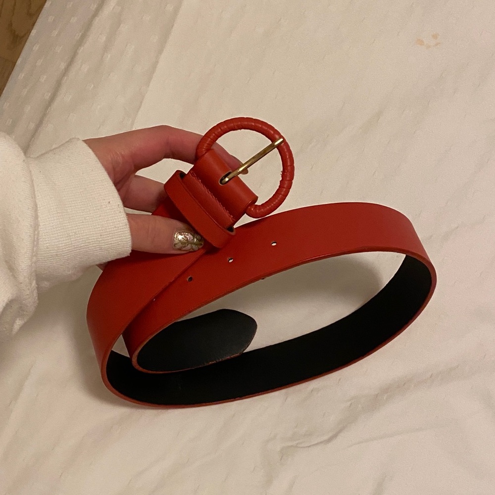 Dark Orange Leather Belt